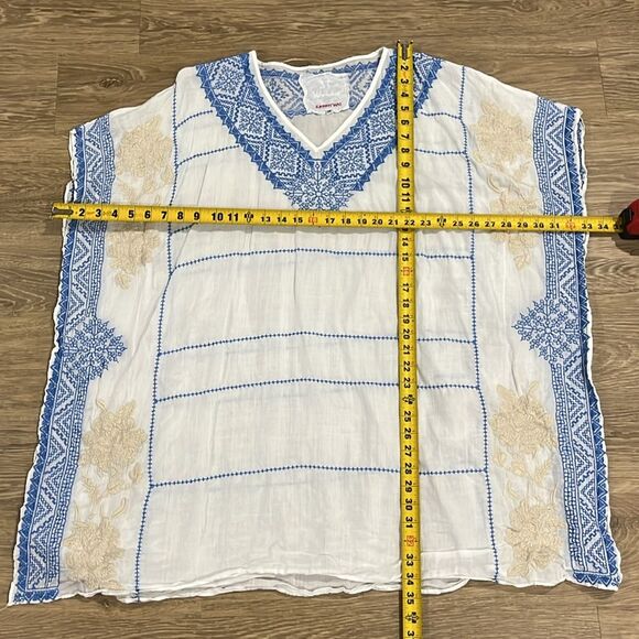 Johnny Was 3J Workshop Embroidered Kaftan Tunic Dress Shirt Women’s XS runs big - Picture 6 of 8